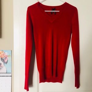 ❤️ Red cashmere women's v-neck fashion sweater top ❤️